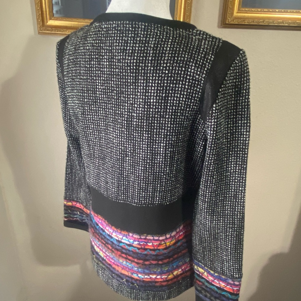 Dolcezza Black Knit Jacket Women's Small Multicol… - image 8